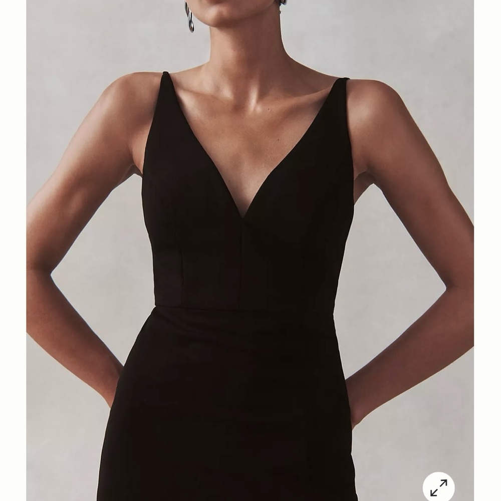 BHLDN Sleeveless V-Neck Stretch Crepe Maxi Dress - Black - Worn once!